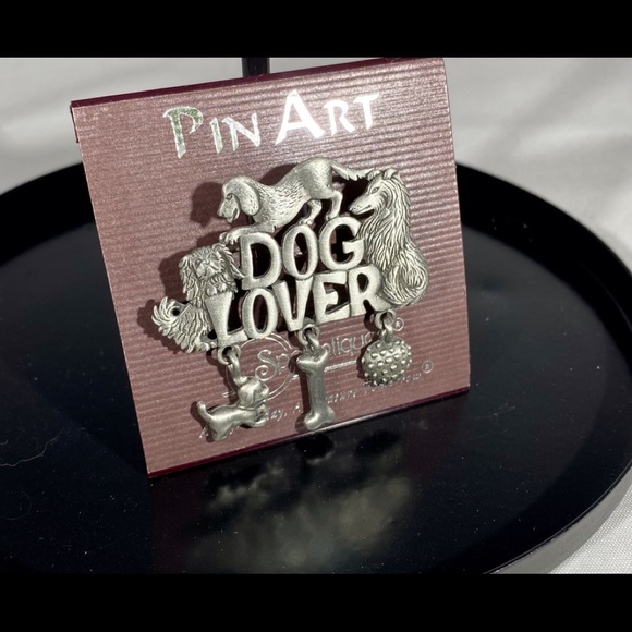 Dog Lover brooch with charms, never off card - Picture 3 of 12